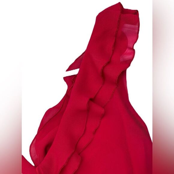 Liz Ann Moda Elegancia y Estilo beautiful red dress with low V Neck Size 32 - Picture 4 of 10